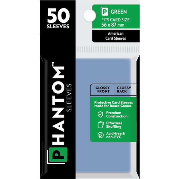 Phantom Sleeves: Green Size (56mm x 87mm) - Gloss/Gloss (50)