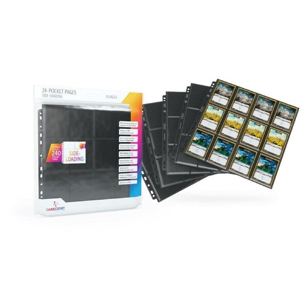 Gamegenic 24 Pocket Sideloading Pages 10Pcs Pack Black