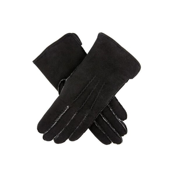 DENTS Ladies Womens Hand Sewn Real Lambskin Premium Gloves Hannah - Black 7