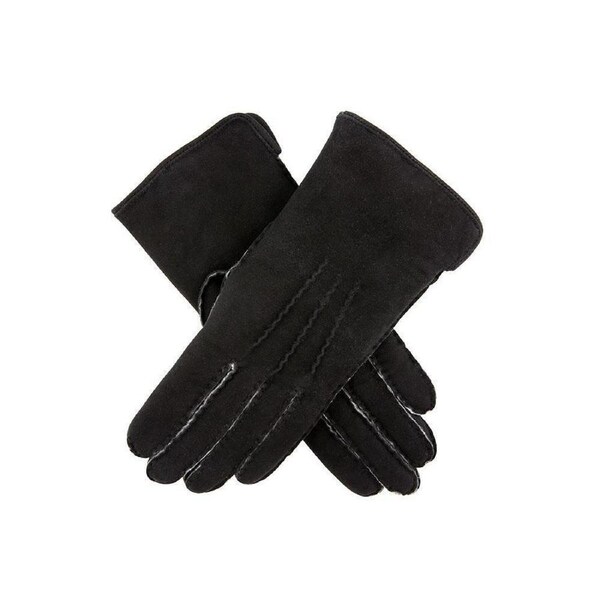 DENTS Ladies Womens Hand Sewn Real Lambskin Premium Gloves Hannah - Black 8