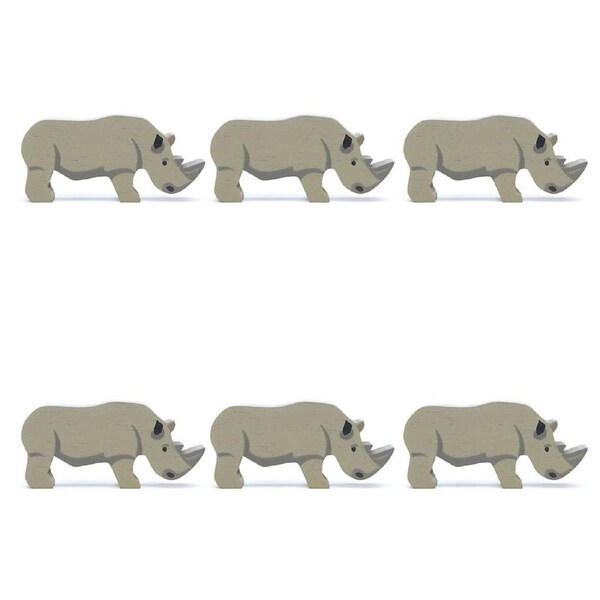 6pc Tender Leaf Toys Rhino Wooden Animal Figure Play Set Kids/Children 3y+