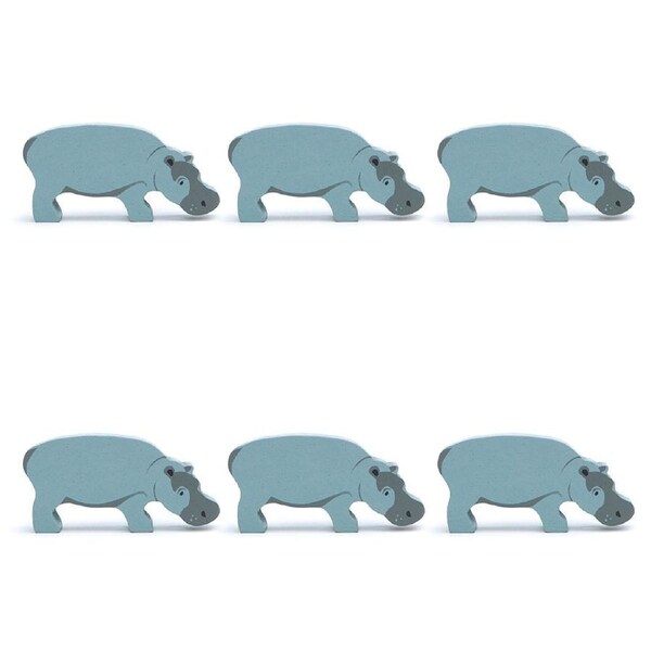 6pc Tender Leaf Toys Hippo Wooden Animal Figure Play Set Kids/Children 3y+