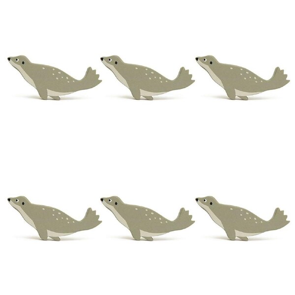 6pc Tender Leaf Toys Seal Wooden Animal Figure Play Set Kids/Children 3y+