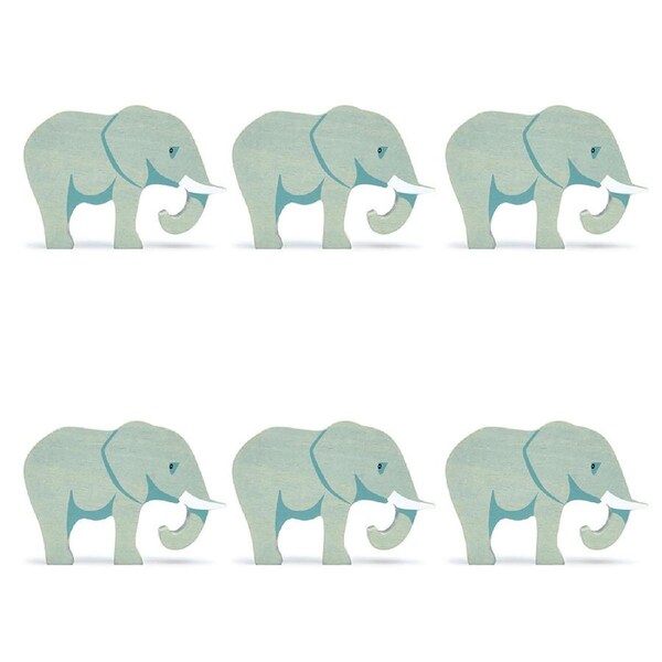 6pc Tender Leaf Toys Elephant Wooden Animal Figure Set Kids/Children 3y+