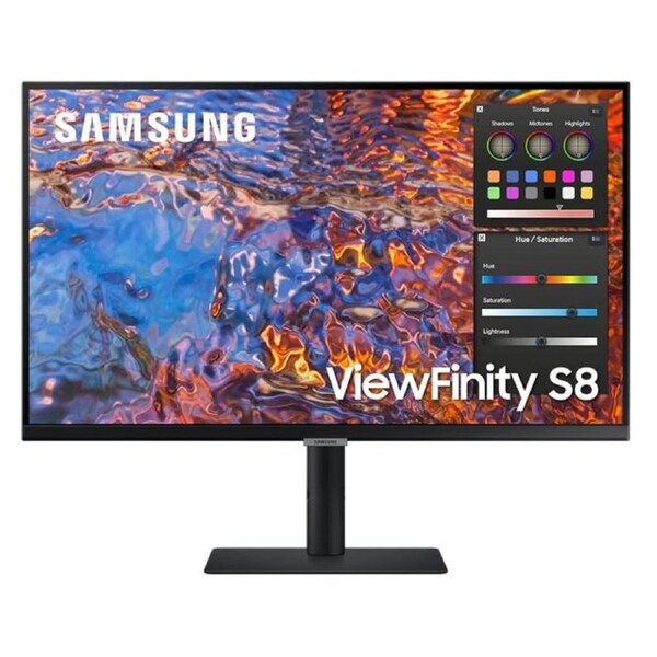 Samsung S80PB 27' ViewFinity UHD 60Hz IPS HRD Monitor USB-C LAN 3840x2160 5ms Height Adjust Tilt Swivel Pivot DisplayPort HDMI USB Hub USB-C VESA