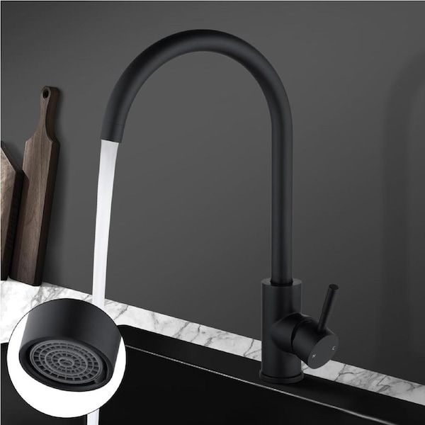 ACA Kitchen Tap Mixer Tap Round Sink Faucet Basin Laundry Black