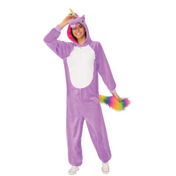 Rubies Purple Unicorn Hooded Jumpsuit Dress Up Halloween Party Costume S-M