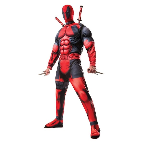 Marvel Deadpool Deluxe Adult Dress Up Halloween Party Costume Jumpsuit XL