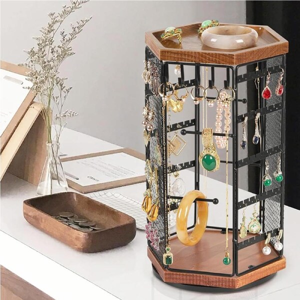 360 Rotating Earring Jewellery Display Stand Holder Storage Rack Organizer