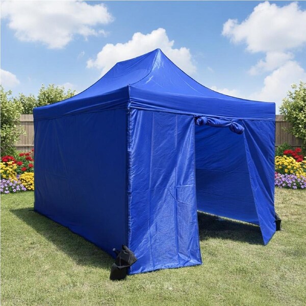 3X4.5M Folding Gazebo Hammertone finish frame Marquee Pop Up Outdoor Shade Canopy Blue