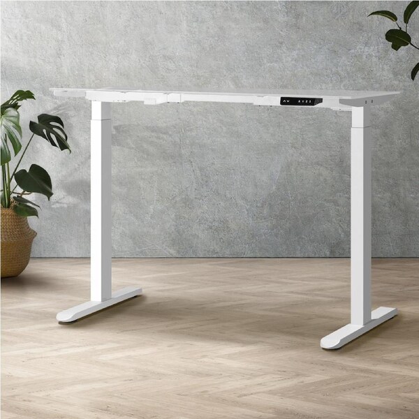 Oikiture Electric Standing Desk Leg Frame Dual/Single Motor White-DUAL Motor
