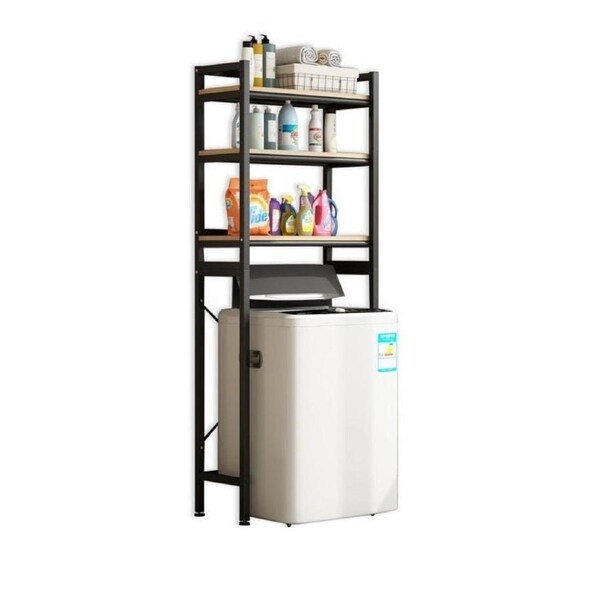 Heavy Duty 3-Tier Over Washing Machine Storage Rack Shelf Organizer Stand Black Frame (Top Load)