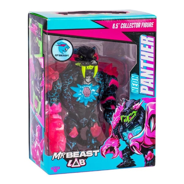 Mr Beast Lab S2 Collector Figure Pack Neon Panther 6.5'' Kids/Children Toy 5+