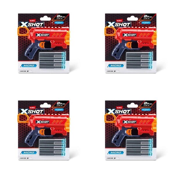 4x Zuru Xshot Excel Micro 2.0 Toy Gun w/ 8-Darts Assorted Kids/Children 8y+