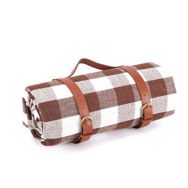 Nevenka Waterproof Picnic Blanket 3 Layered Foldable Outdoor Picnic Mat Perfect for Park and Beach-Brown 200X200 CM
