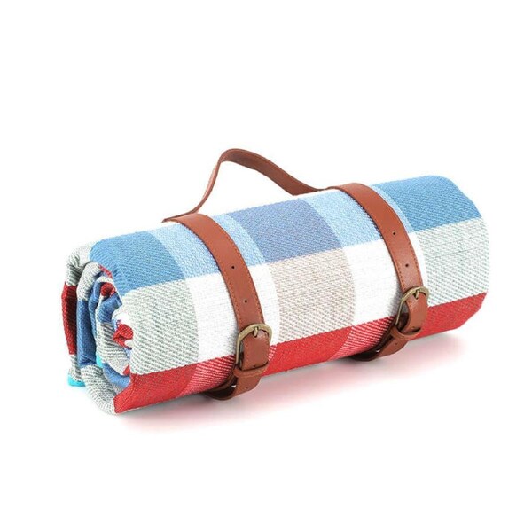 Nevenka Waterproof Picnic Blanket 3 Layered Foldable Outdoor Picnic Mat Perfect for Park and Beach-RedBlue 200X200 CM