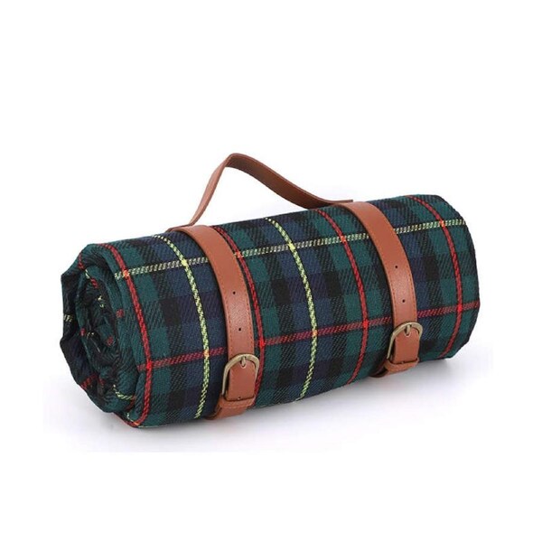 Nevenka Waterproof Picnic Blanket 3 Layered Foldable Outdoor Picnic Mat Perfect for Park and Beach-GreenStripes 200X300 CM