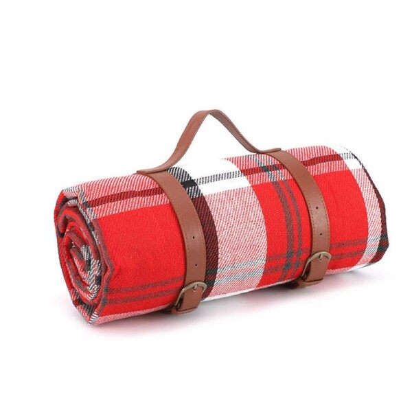 Nevenka Waterproof Picnic Blanket 3 Layered Foldable Outdoor Picnic Mat Perfect for Park and Beach-StrawberryRed 200X200 CM
