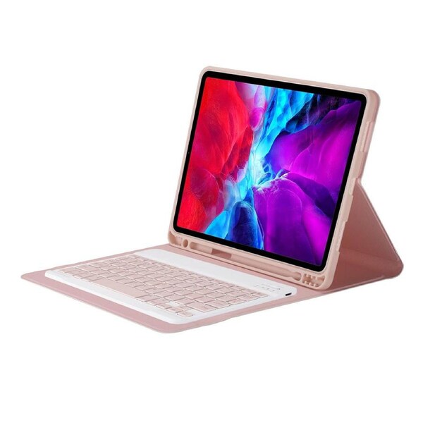 Nevenka Keyboard Case For iPad Ultra Thin 7 Color Backlit Wireless Keyboard with Pen Slot-Pink For 2018&2017iPad Pro9.7/Air2/Air