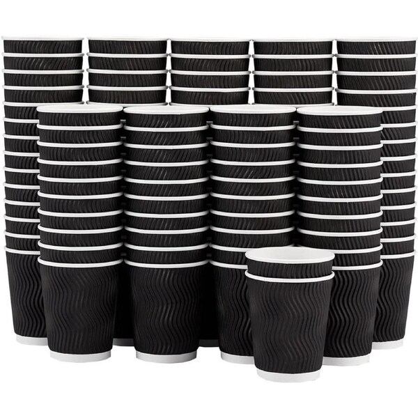 500 Triple Wall Paper Coffee Cups 8oz Takeaway Take Away Wax Free Bulk
