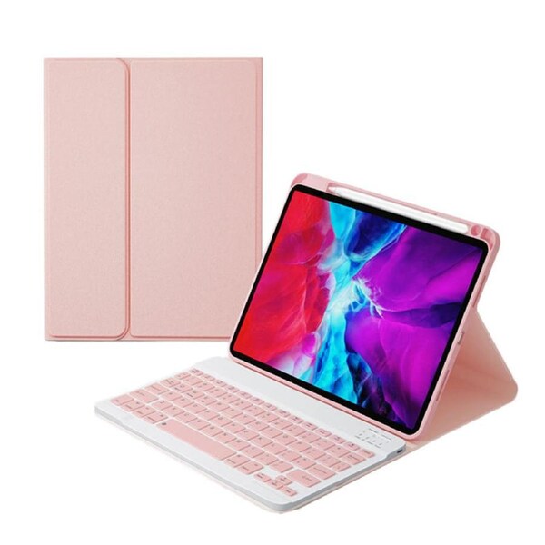 Nevenka Removable Square Keyboard Case For iPad with Pen Slot Wireless BT Lightweight Case-Pink For iPad 10th (2022)10.9