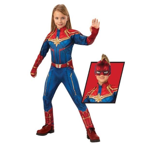 Marvel Captain Marvel Deluxe Hero Suit Fancy Dress Up Kids Costume 3-5
