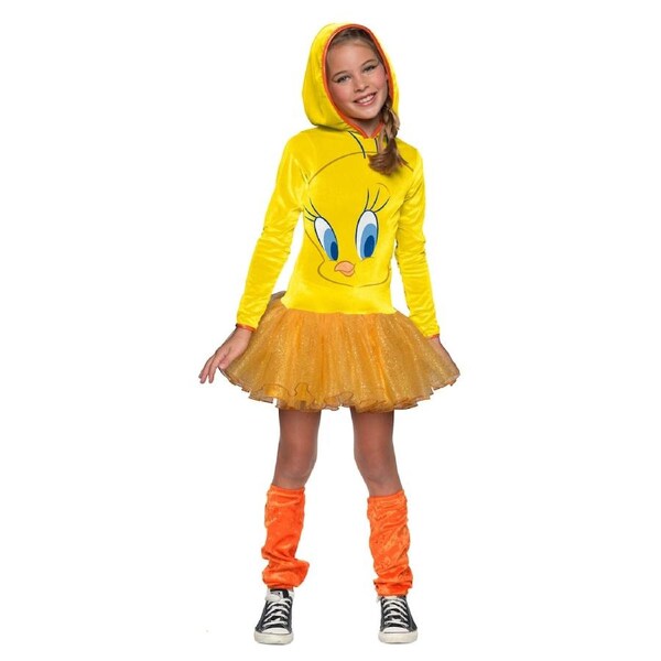 Rubies Tweety Bird Girls Hooded Yellow Fancy Dress Up Party Costume Set S