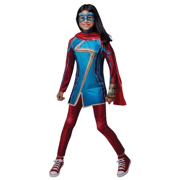 Marvel Ms Marvel Classic Girls Fancy Dress Up Party Costume Set 9-10