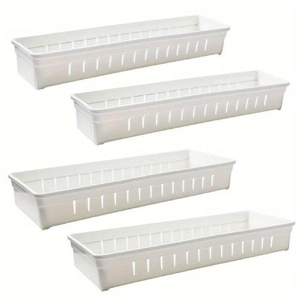 4PCS Drawer Storage Organizer Box Multi Compartment Kitchen Tableware Sorting