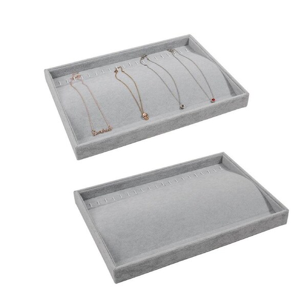 2pcs Necklace Jewellery Tray Simple Jewelry Storage Organizer Display Tray Set
