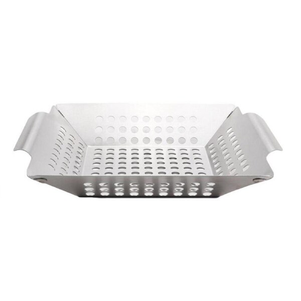 8 Inch Stainless Steel BBQ Grill Tray Perforated Pan Outdoor Barbecue Basket