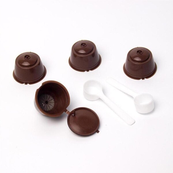 Reusable Coffee Capsule Pods for Dolce Gusto with Spoons Refillable Filter Cup 4 Pack