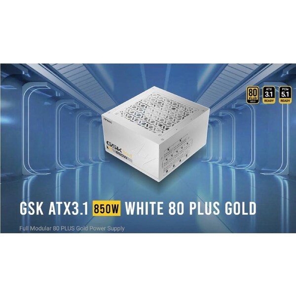 Antec GSK850 80+ Gold White Fully Modular ATX 3.1, PCI-E 5.1 latest High Quality Japanese Capacitors, Ultimate performance and reliability, PSU