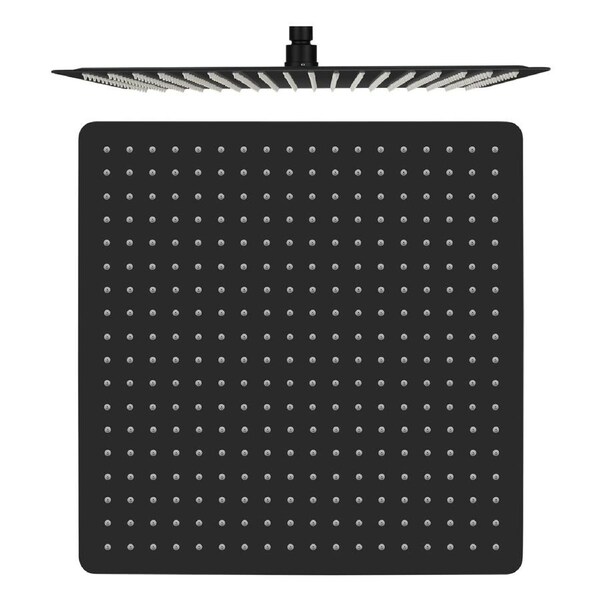 WELS 16" Ultra Thin Stainless Steel Shower Head Bath Overhead Square Black