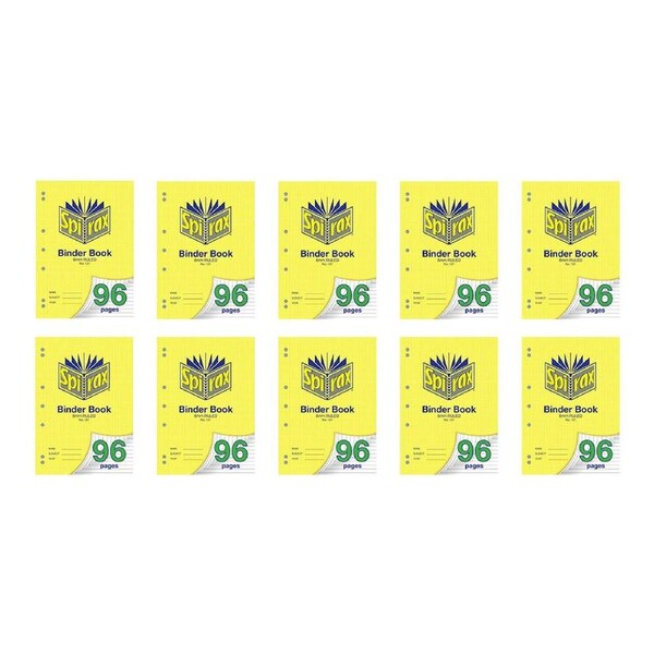 10x Spirax 121 Binder Book A4 8mm Ruled 96 Pages School Paper Notebook Yellow
