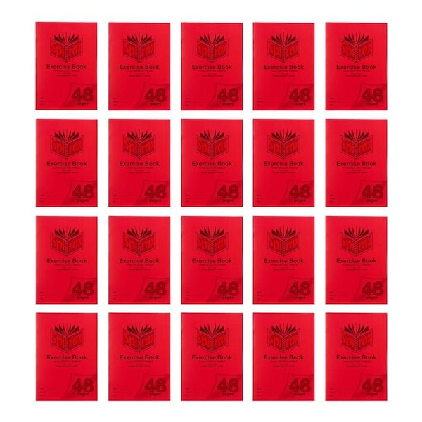 20x Spirax P103 PP Cover Exercise Book A4 48 Pages 14mm Dotted Thirds Red
