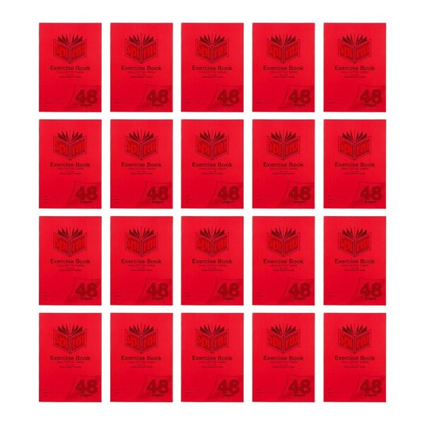 20x Spirax P105 PP Cover Exercise Notebook A4 248 Pages 4mm Dotted Thirds Red