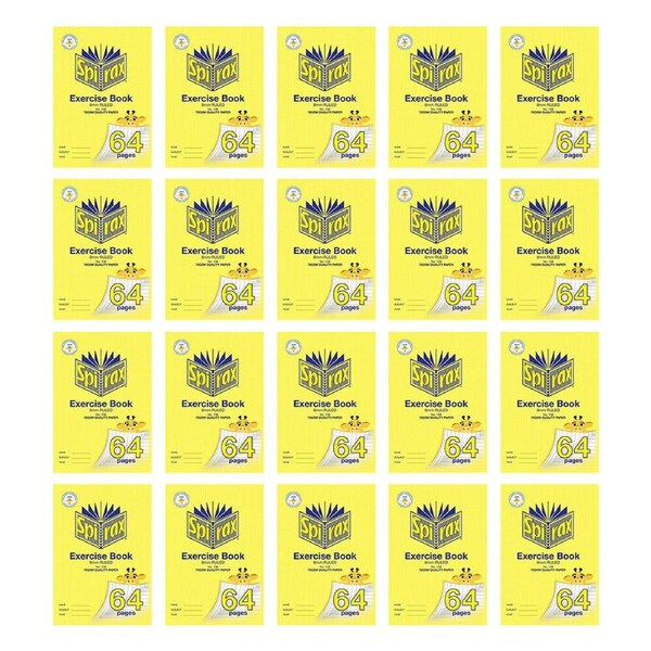 20x Spirax 106 Exercise Book A4 64 Pages 8mm Ruled School Stationery Yellow