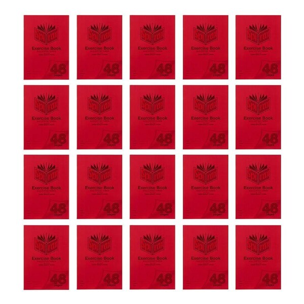 20x Spirax P101 Protective Cover Exercise Book A4 48 Pages 9mm Dotted Thirds Red