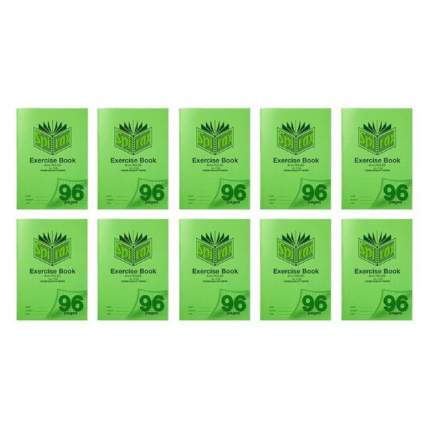 10x Spirax P108 Protective PP Cover Exercise Book A4 96 Pages 8mm Ruled Green