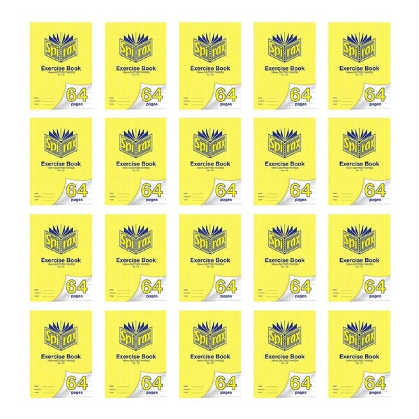20x Spirax 116 Exercise Book A4 64 Pages 9mm Dotted School Notebook Yellow