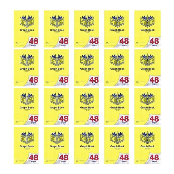 20x Spirax 130 Graph Book A4 48 Pages 10mm Grid Notebook School Notebook Yellow