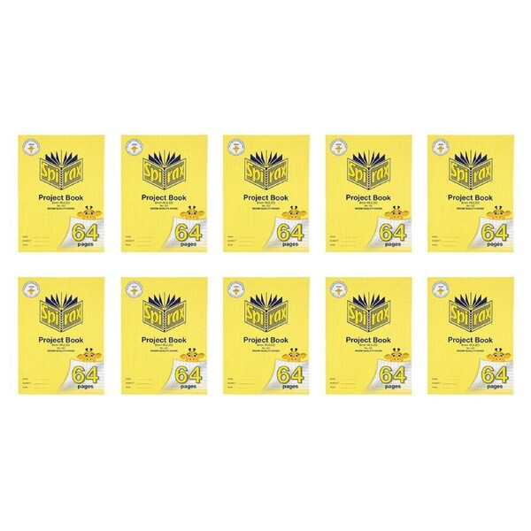10x Spirax 321 Super Size Project Book 8mm Ruled 64 Pages School Notebook Yellow