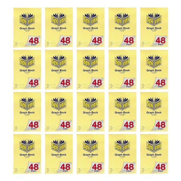 20x Spirax 132 Graph Book A4 48 Pages 5mm Grid School Stationery Notebook Yellow