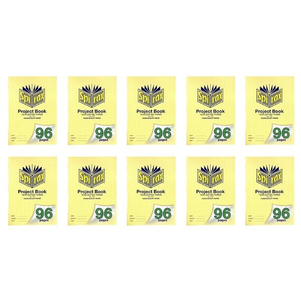 10x Spirax 147 Project Book A4 18mm Dotted Thirds 96 Pages Notebook Yellow