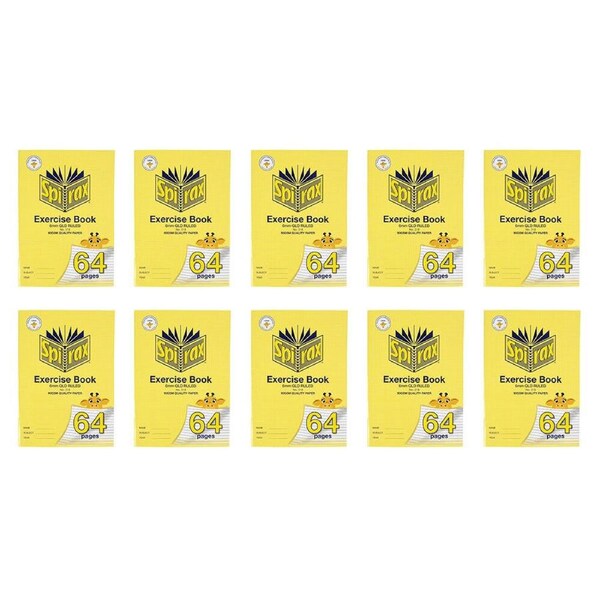 10x Spirax 318 Exercise Book A4 Stationery 6mm Ruled 64 Pages Notebook Yellow