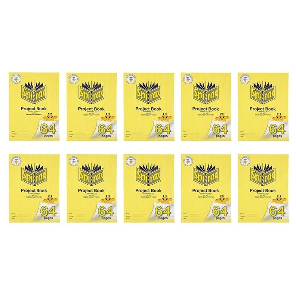 10x Spirax 323 Super Size Project Book 12mm Ruled 64 Pages Notebook Yellow