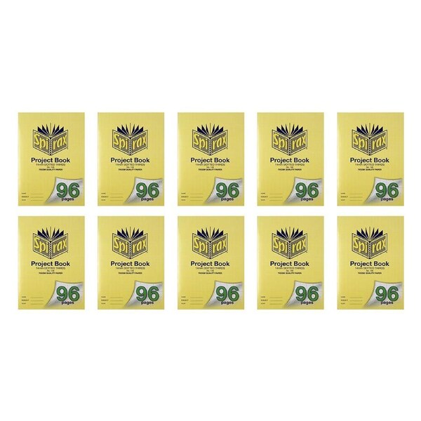 10x Spirax 146 Project Book A4 14mm Dotted Thirds 96 Pages Notebook Yellow