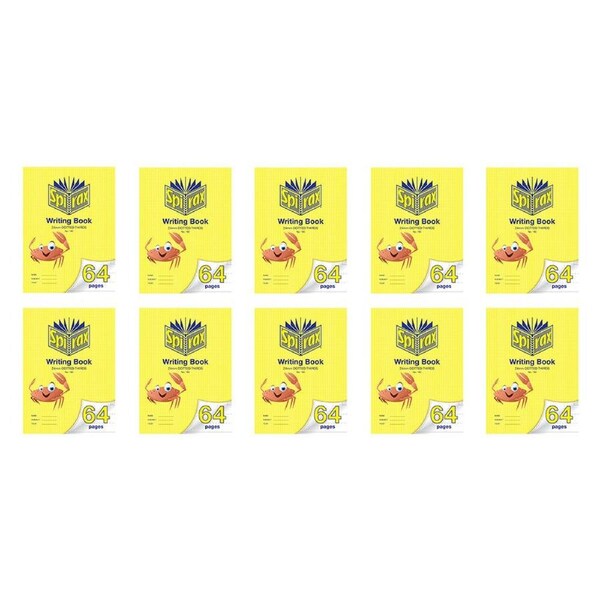 10x Spirax 160 Writing Book 33.5x24cm 64 Pages 24mm Dotted Thirds Yellow