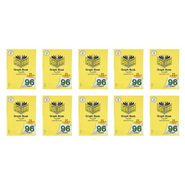 10x Spirax 315 Super Size Graph Book 10mm Grid 96 Pages School Notebook Yellow